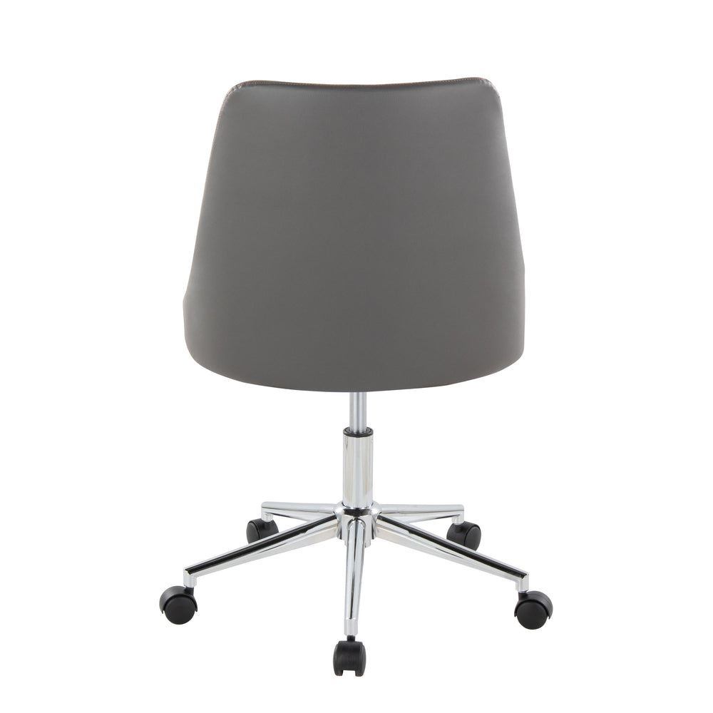 English Elm Marche Contemporary Swivel Task Chair In Grey Faux Leather With Chrome Base For Ultimate Comfort B116135737