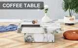 English Elm A Modern and Practical Coffee Table, Black and White In Imitation Marble Pattern, Made Of Mdf Material. The Fusion Of Elegance and Natural Fashion 31.4"* 31.4"* 12 "