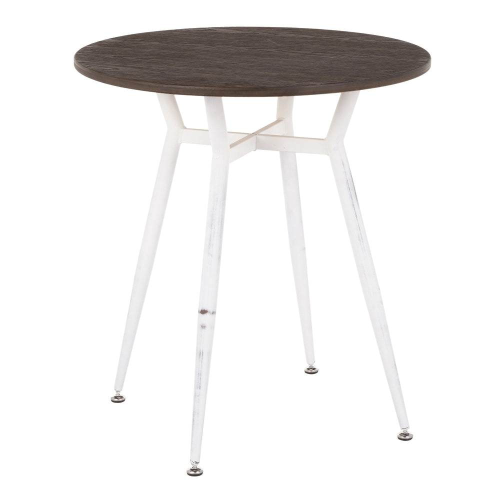 English Elm Clara Industrial Round Dinette Table – Vintage White Metal Base, Espresso Bamboo Top, Seats Four Comfortably B116135689