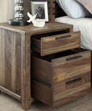 English Elm 1 Piece Nightstand Only Transitional Rustic Natural Tone Solid Wood Felt Lined Drawers Metal Handles Black Bar Pull Bedroom Furniture