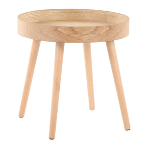 English Elm Pebble Mid-Century Side Table Set, Natural Wood Round Tray Tops, Tapered Legs, Set of 2 (Natural) B116135840