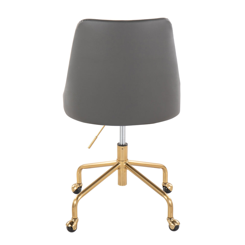 English Elm Marche Grey Faux Leather Office Chair with Gold Casters — Adjustable Swivel PU Upholstery Comfort B116135740