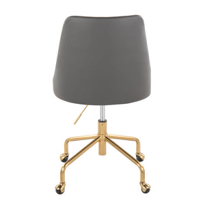 English Elm Marche Grey Faux Leather Office Chair with Gold Casters — Adjustable Swivel PU Upholstery Comfort B116135740