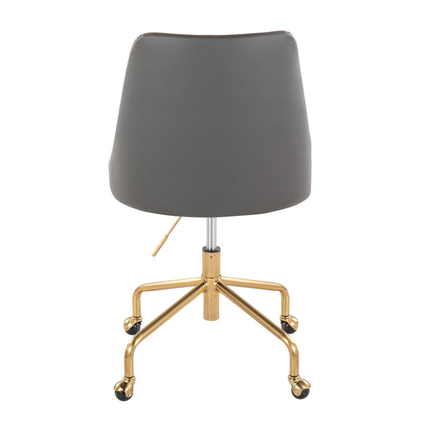 English Elm Marche Grey Faux Leather Office Chair with Gold Casters — Adjustable Swivel PU Upholstery Comfort B116135740
