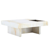 English Elm A Modern and Practical Coffee Table With Imitation Marble Patterns, Made Of Mdf Material. The Fusion Of Elegance and Natural Fashion 31.4"* 31.4"* 12 "