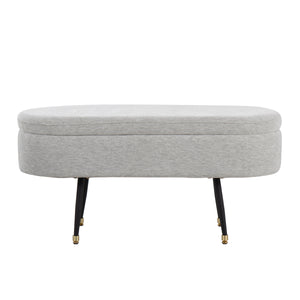 English Elm Harvey Contemporary Storage Bench Gray Fabric with Flip-Top, Gold Accent & Black Tapered Legs, 41" B116135828