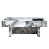 English Elm A Modern and Practical Coffee Table, Black and White In Imitation Marble Pattern, Made Of Mdf Material. The Fusion Of Elegance and Natural Fashion 31.4"* 31.4"* 12 "