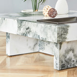 English Elm A Modern and Practical Coffee Table, Black and White In Imitation Marble Pattern, Made Of Mdf Material. The Fusion Of Elegance and Natural Fashion 31.4"* 31.4"* 12 "