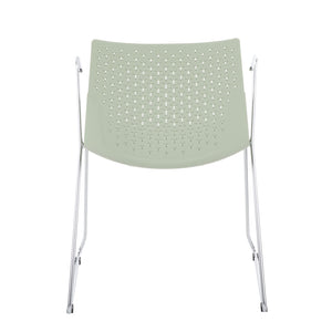 English Elm Matcha Contemporary Chair Set by LumiSource — Sleek Polypropylene Seat with Chrome Base, 2-Piece Green B116135626