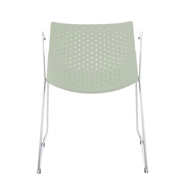 English Elm Matcha Contemporary Chair Set by LumiSource — Sleek Polypropylene Seat with Chrome Base, 2-Piece Green B116135626