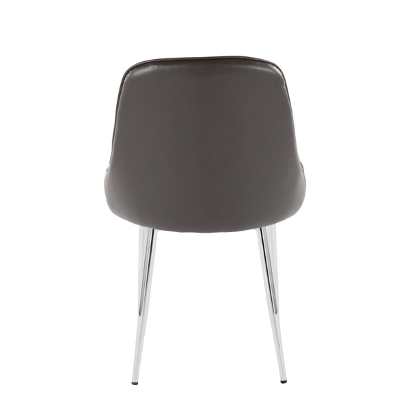 English Elm Marcel Contemporary Dining Chairs Set Of 2 - Grey Faux Leather With Chrome Frame For Modern Style B116135681