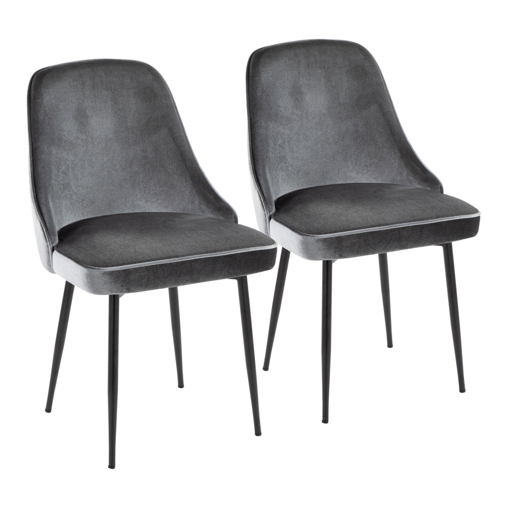English Elm Marcel Contemporary Dining Chairs Set Of 2 - Luxurious Blue Velvet Upholstery & Sleek Black Frame B116135673