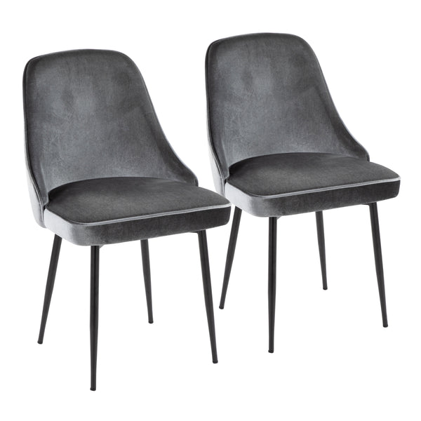 English Elm Marcel Contemporary Dining Chairs Set Of 2 - Luxurious Blue Velvet Upholstery & Sleek Black Frame B116135673