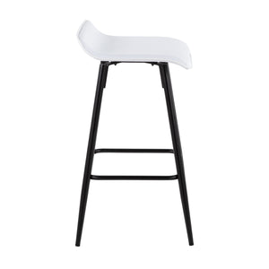 English Elm Ale 26" Contemporary Counter Stool Set of 2 in White Faux Leather, Black Steel Frame, Low Back Comfort B116135548