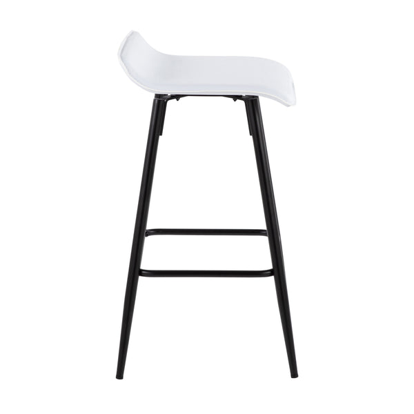 English Elm Ale 26" Contemporary Counter Stool Set of 2 in White Faux Leather, Black Steel Frame, Low Back Comfort B116135548