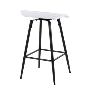 English Elm Ale 26" Contemporary Counter Stool Set of 2 in White Faux Leather, Black Steel Frame, Low Back Comfort B116135548
