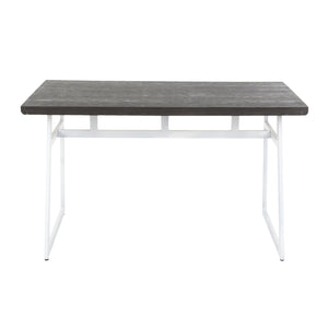 English Elm Geo Industrial Dining Table – Vintage White Metal Frame with Espresso Wood-Pressed Bamboo Top, Seats 4 (54") B116135694