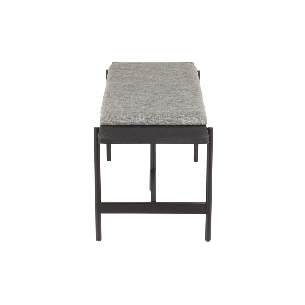 English Elm Chloe Modern Two-Seat Bench in Grey Fabric with Black Metal Frame & Distressed Wood Accents by LumiSource B116135592