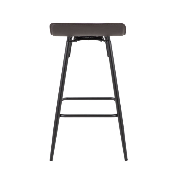 English Elm Ale 26" Counter Stool Set of 2 — Contemporary Espresso PU Low-Back Seats with Black Steel Frame B116135547