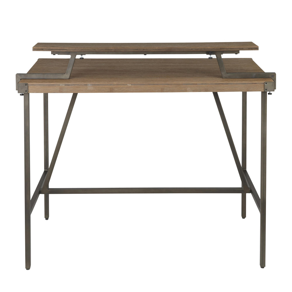English Elm Gia Industrial Counter Table - Antique Metal Frame & Brown Bamboo Top For Stylish Small Spaces B116135662