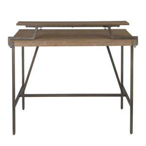 English Elm Gia Industrial Counter Table - Antique Metal Frame & Brown Bamboo Top For Stylish Small Spaces B116135662