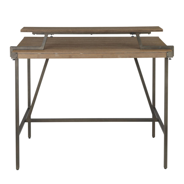 English Elm Gia Industrial Counter Table - Antique Metal Frame & Brown Bamboo Top For Stylish Small Spaces B116135662