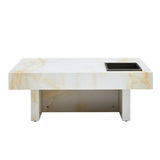 English Elm A Modern and Practical Coffee Table With Imitation Marble Patterns, Made Of Mdf Material. The Fusion Of Elegance and Natural Fashion 31.4"* 31.4"* 12 "