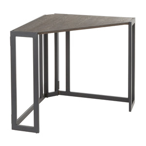 English Elm Roman Industrial Corner Desk - Espresso Bamboo Top & Black Metal Frame, Rustic Space-Saving Design B116135762