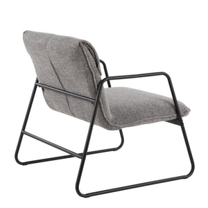 English Elm Casper Industrial Arm Chair — Grey Noise Fabric, Padded Seat & Back, Black Steel Frame, Armrests (34x17x26) B116135636