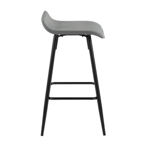 English Elm Ale 26" Contemporary Counter Stools Set of 2 - Grey PU Low Back, Black Steel Frame, Fixed Height B116135546