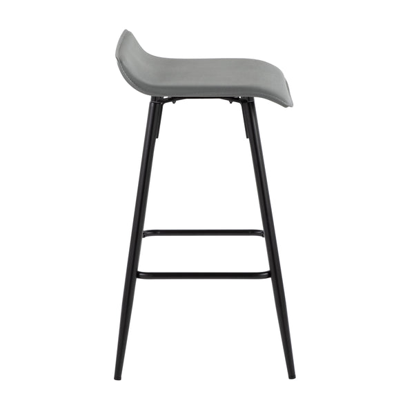 English Elm Ale 26" Contemporary Counter Stools Set of 2 - Grey PU Low Back, Black Steel Frame, Fixed Height B116135546