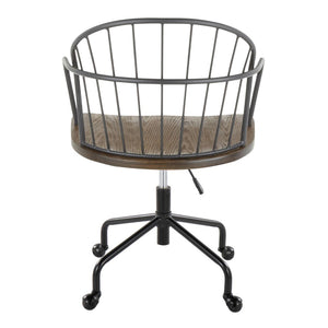 English Elm Riley Farmhouse Adjustable Office Chair In Black Metal & Dark Walnut – Rustic Comfort For Any Space B116135752-GIGA