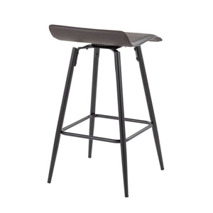 English Elm Ale 26" Counter Stool Set of 2 — Contemporary Espresso PU Low-Back Seats with Black Steel Frame B116135547