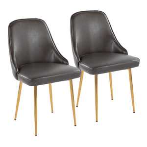 English Elm Marcel Glam Dining Chairs Set Of 2 - Chic Grey Faux Leather & Gold Frame For Modern Elegance B116135670