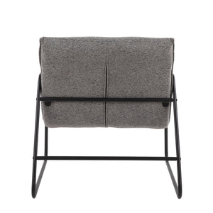 English Elm Casper Industrial Arm Chair — Grey Noise Fabric, Padded Seat & Back, Black Steel Frame, Armrests (34x17x26) B116135636