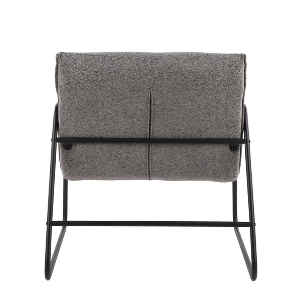 English Elm Casper Industrial Arm Chair — Grey Noise Fabric, Padded Seat & Back, Black Steel Frame, Armrests (34x17x26) B116135636