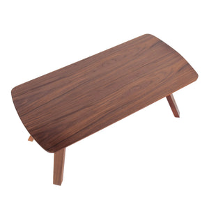 English Elm Folia Walnut Wood Mid-Century Bench by LumiSource — 44" Two-Seater, Sleek Retro Design for Entryway B116135594