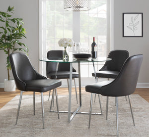 English Elm Marcel Contemporary Dining Chairs Set Of 2 - Grey Faux Leather With Chrome Frame For Modern Style B116135681