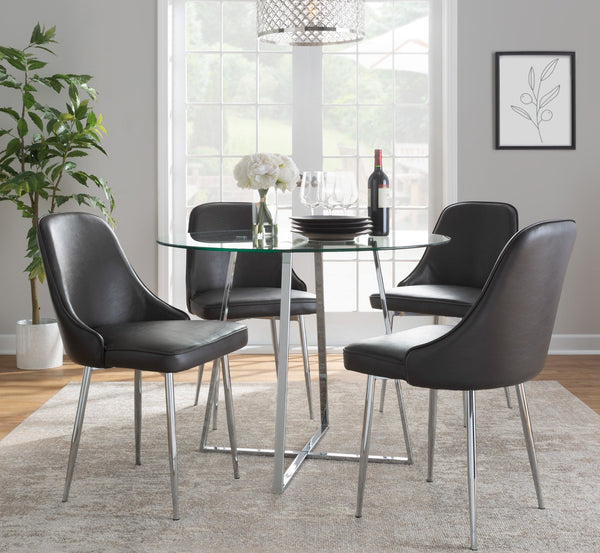 English Elm Marcel Contemporary Dining Chairs Set Of 2 - Grey Faux Leather With Chrome Frame For Modern Style B116135681