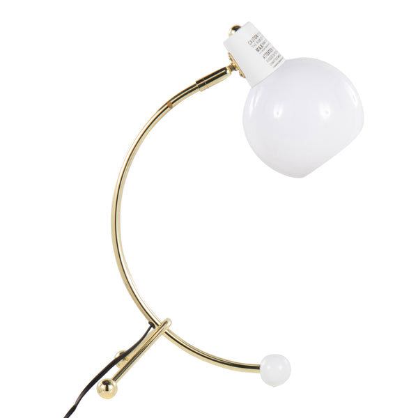 English Elm Eileen Gold Task Lamp with Adjustable Neck and Round White Shade – Contemporary Metal Desk Light B116135714
