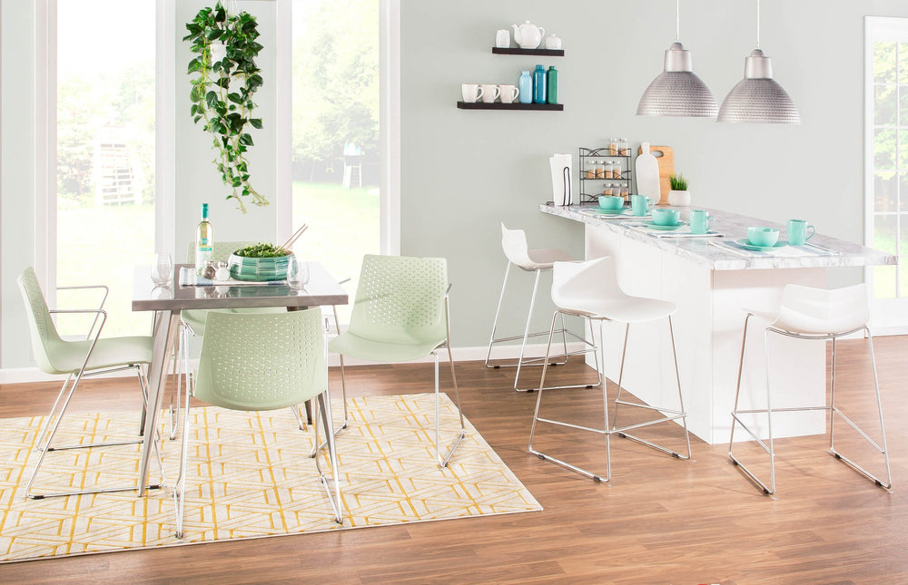 English Elm Matcha Contemporary Chair Set by LumiSource — Sleek Polypropylene Seat with Chrome Base, 2-Piece Green B116135626