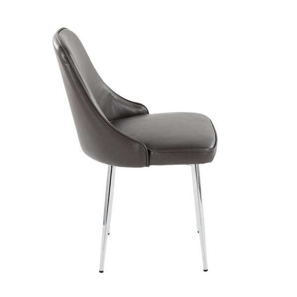 English Elm Marcel Contemporary Dining Chairs Set Of 2 - Grey Faux Leather With Chrome Frame For Modern Style B116135681