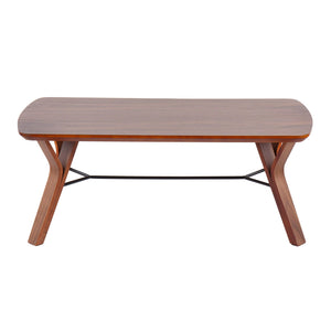 English Elm Folia Walnut Wood Mid-Century Bench by LumiSource — 44" Two-Seater, Sleek Retro Design for Entryway B116135594