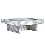 English Elm A Modern and Practical Coffee Table, Black and White In Imitation Marble Pattern, Made Of Mdf Material. The Fusion Of Elegance and Natural Fashion 31.4"* 31.4"* 12 "