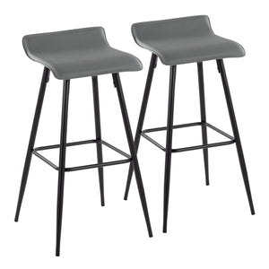English Elm Ale Modern 30" Fixed-Height Bar Stool Set of 2 with Sleek Black Metal Base and Plush Faux Leather Seat Grey B116135581