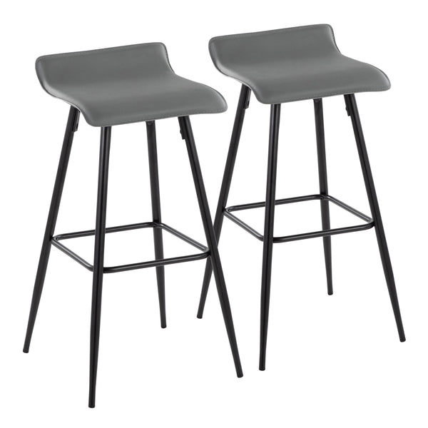 English Elm Ale Modern 30" Fixed-Height Bar Stool Set of 2 with Sleek Black Metal Base and Plush Faux Leather Seat Grey B116135581