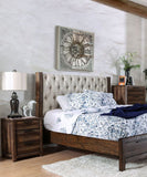 Transitional Rustic Natural Tone Nightstand Solid Wood, Felt Lined Drawers, Metal Handles - Bedroom Furniture