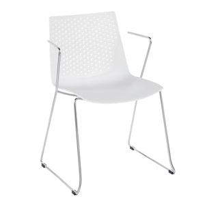 English Elm Matcha Contemporary Chair Set by LumiSource — Sleek Polypropylene Seat with Chrome Base, 2-Piece White B116135627