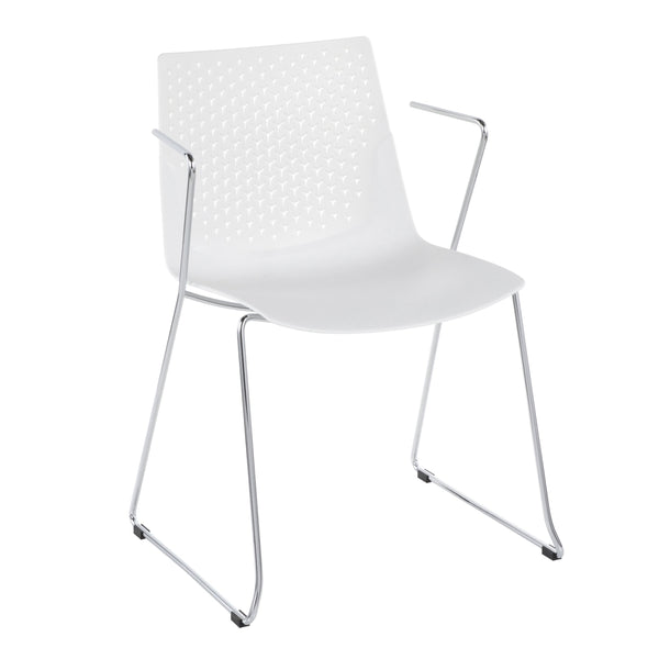 English Elm Matcha Contemporary Chair Set by LumiSource — Sleek Polypropylene Seat with Chrome Base, 2-Piece White B116135627