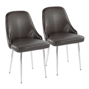 English Elm Marcel Contemporary Dining Chairs Set Of 2 - Grey Faux Leather With Chrome Frame For Modern Style B116135681